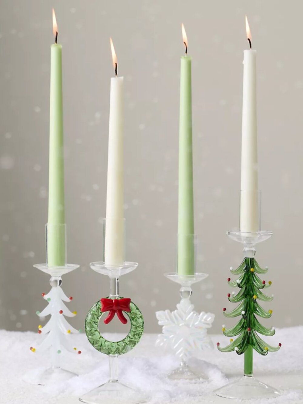 Anthropologie Yuletide Large Green Holiday Christmas Tree Glass Candleholder NEW - Picture 5 of 6